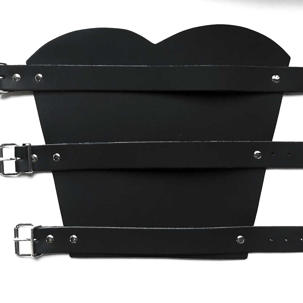 Bullet 69 - Long Leather with 3 buckles Polsband - Zwart